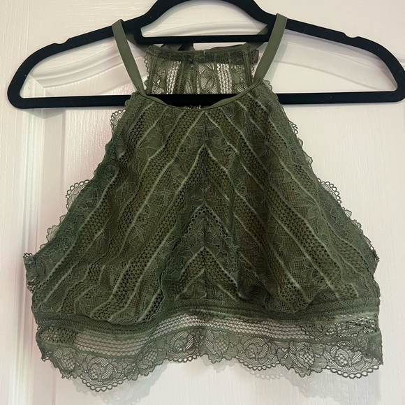 Aerie olive green bralette with bow sz L - Picture 1 of 5